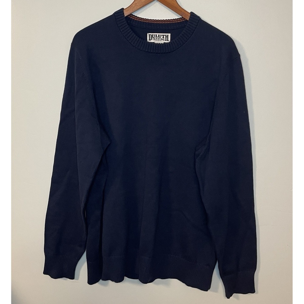 Duluth Trading‎ Sweater Men's Size L Strongarm Crew Blue Knit Cotton Pullover